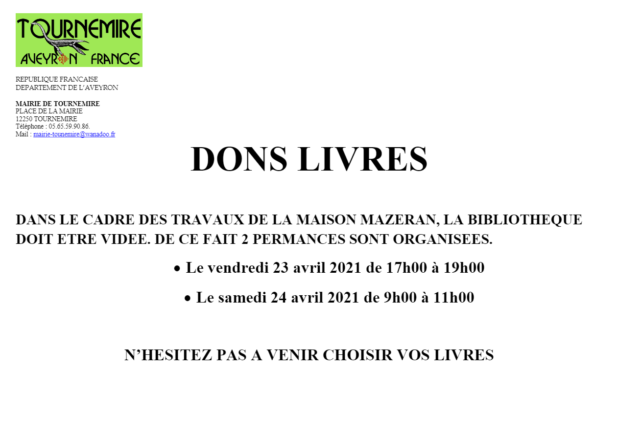 Lire la suite à propos de l’article DONS LIVRES