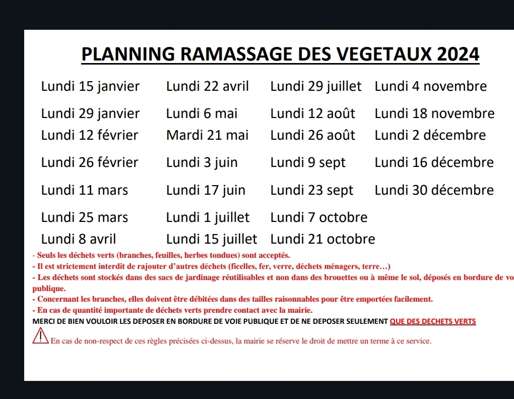 Lire la suite à propos de l’article Planning du ramassage des végétaux